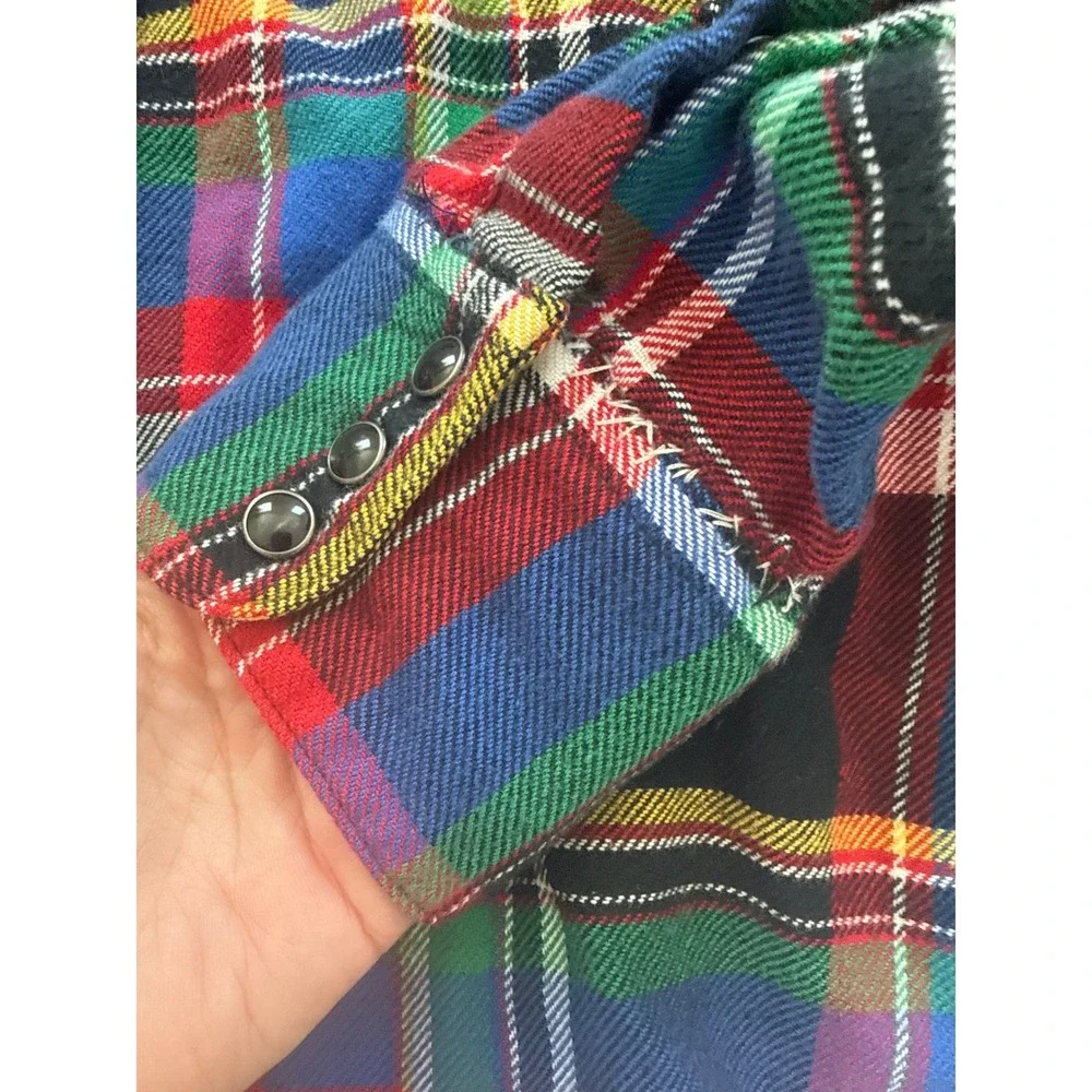 Ralph Lauren Plaid Western Shirt Kids Size 12‎ Multi Color Flannel Snap Rodeo